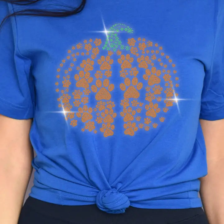Paw Pumpkin Rhinestone Halloween T-Shirt