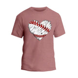 Baseball Distress Heart T-Shirt