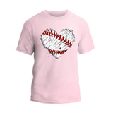 Baseball Distress Heart T-Shirt