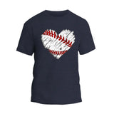 Baseball Distress Heart T-Shirt