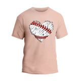 Baseball Distress Heart T-Shirt