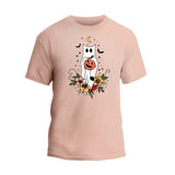 Floral Ghost cat Halloween T-Shirt