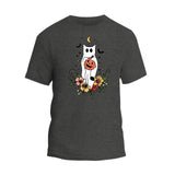 Floral Ghost cat Halloween T-Shirt