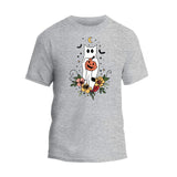 Floral Ghost cat Halloween T-Shirt