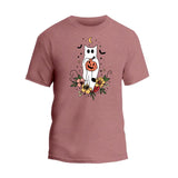 Floral Ghost cat Halloween T-Shirt