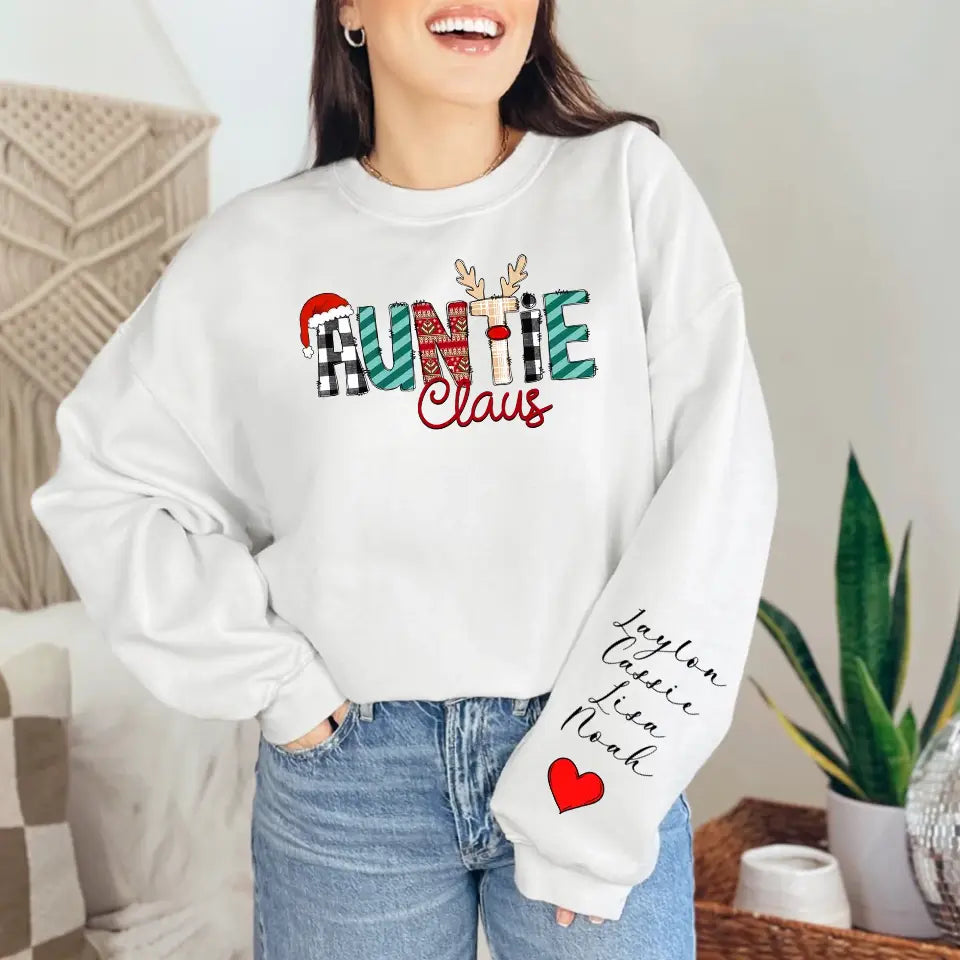 Custom Claus Auntie Sweatshirt Cozy Personalized Holiday Sweater