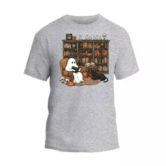 Retro Ghost Reading Books T-Shirt