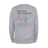 Protect Our Oceans Words on Back Sweatshirt