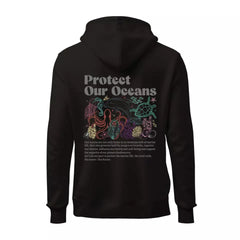 Protect Our Oceans Words on Back Hoodie