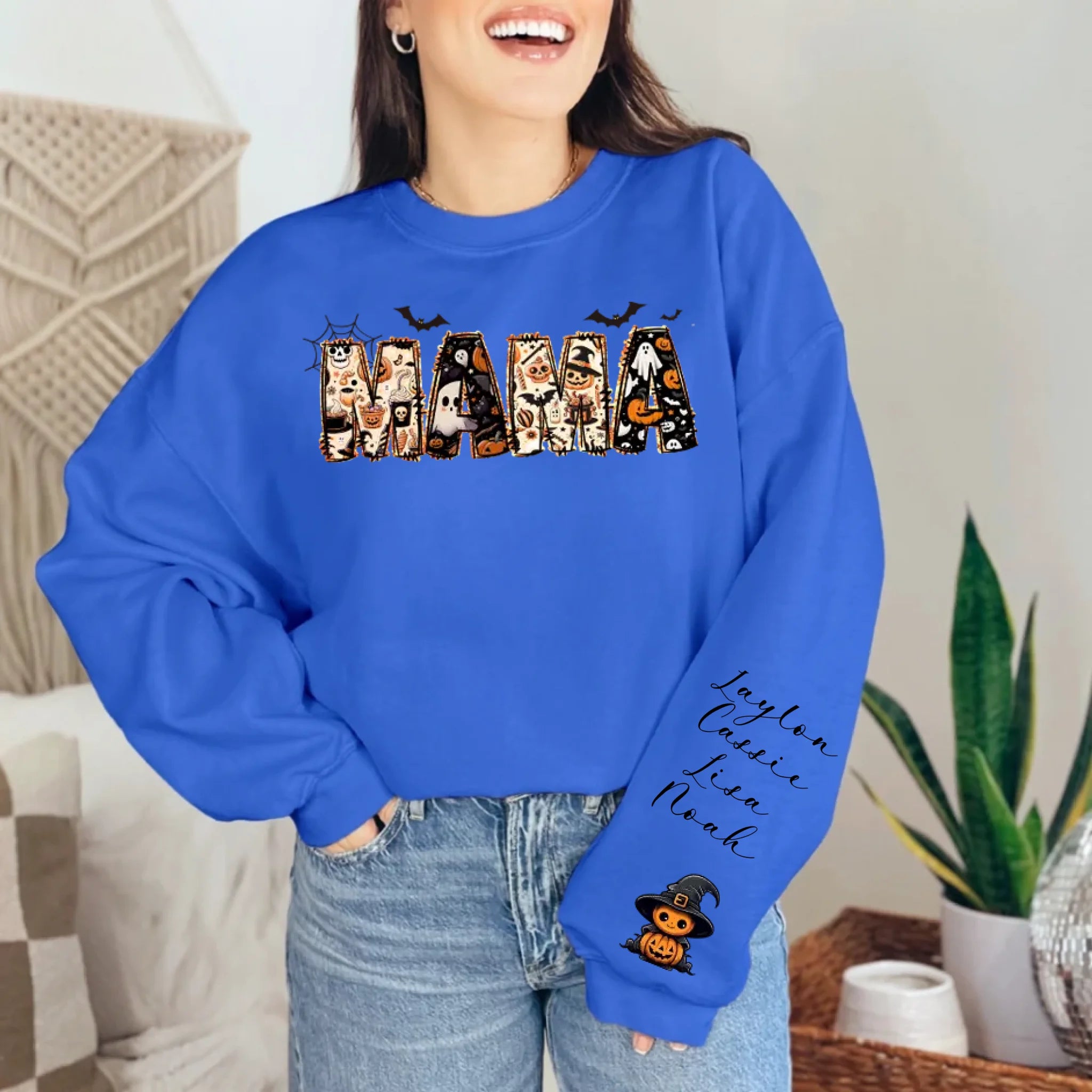 Custom Halloween Themed Mama Crewneck Sweatshirt