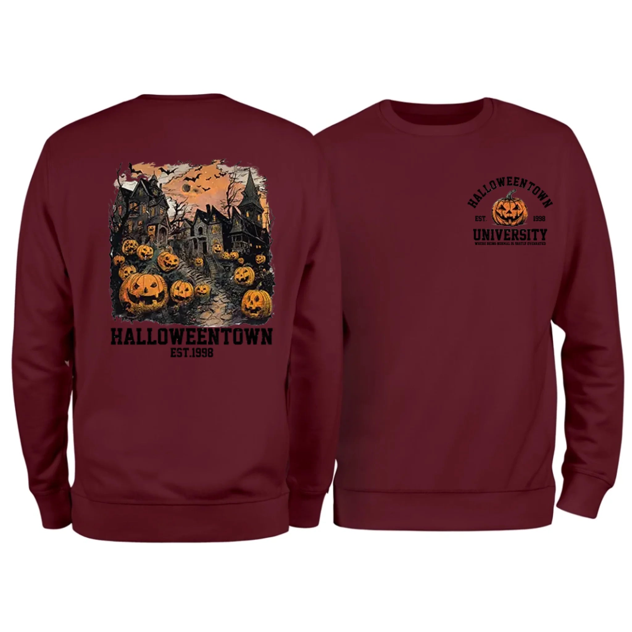 Halloweentown Est. 1998 Front and Back Crewneck Sweatshirt