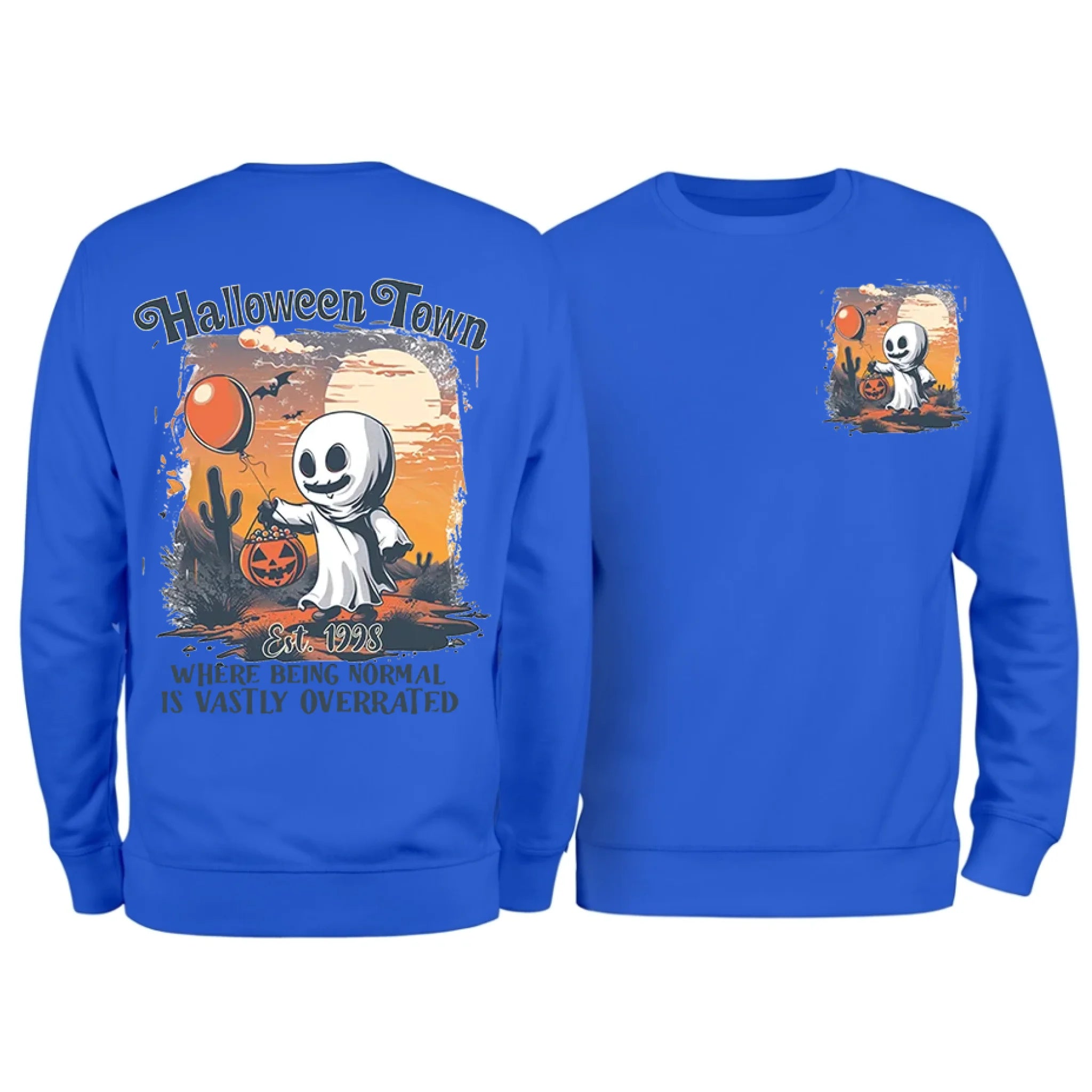 Halloweentown Ghost Front and Back Crewneck Sweatshirt