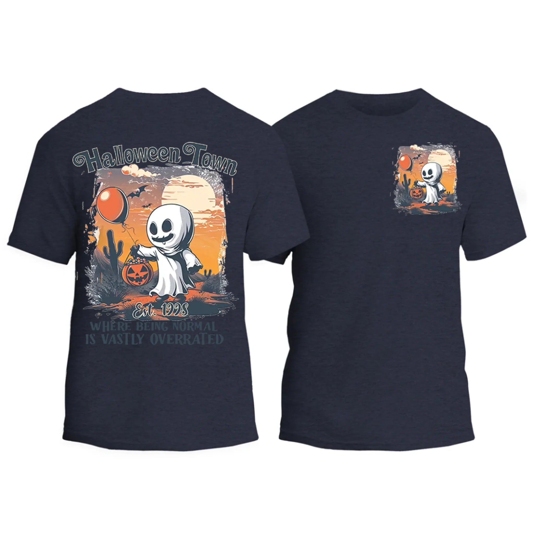 Halloweentown Ghost Front and Back Crewneck T-shirt