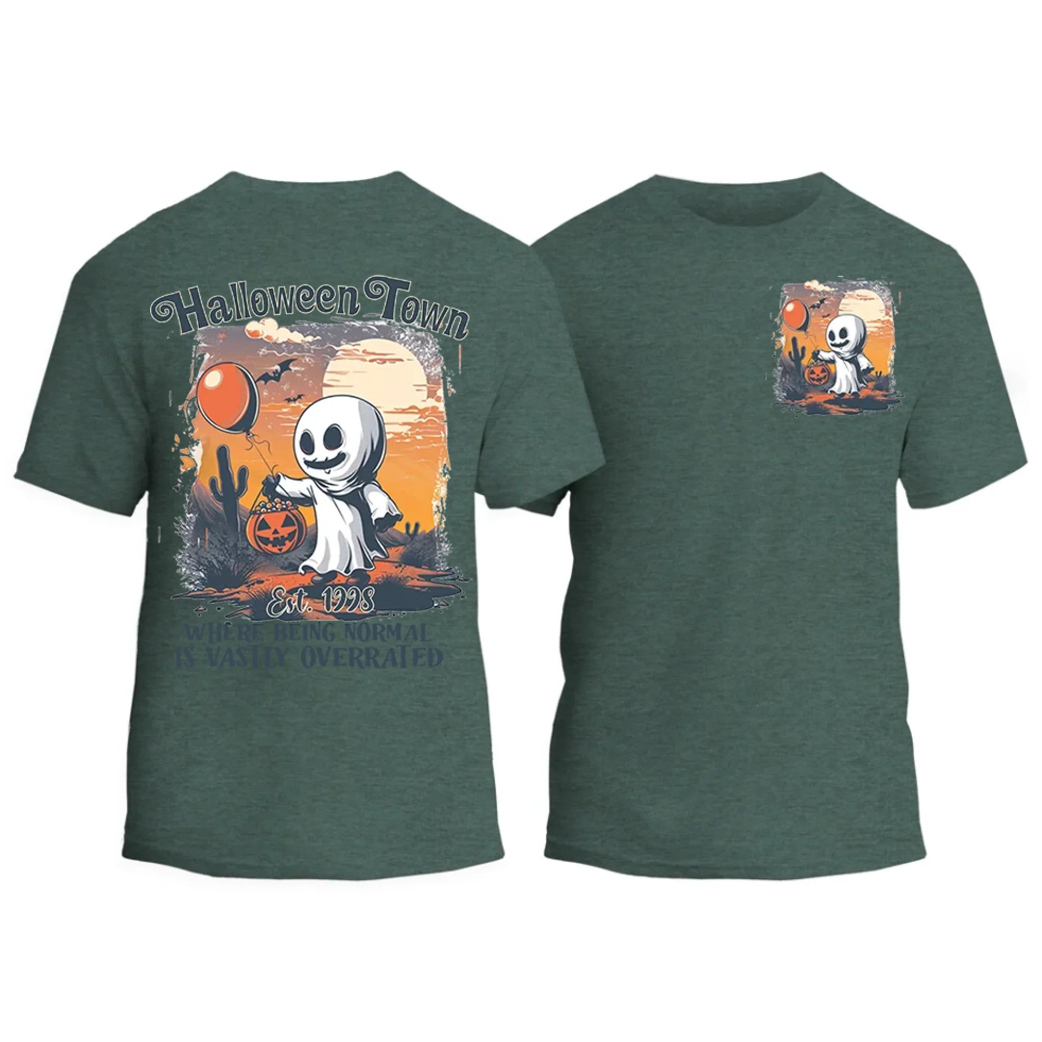 Halloweentown Ghost Front and Back Crewneck T-shirt