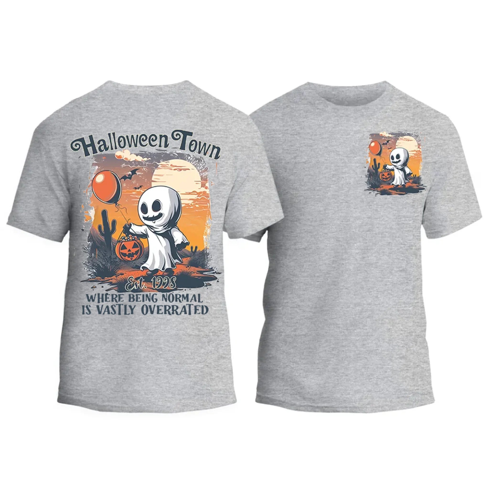 Halloweentown Ghost Front and Back Crewneck T-shirt