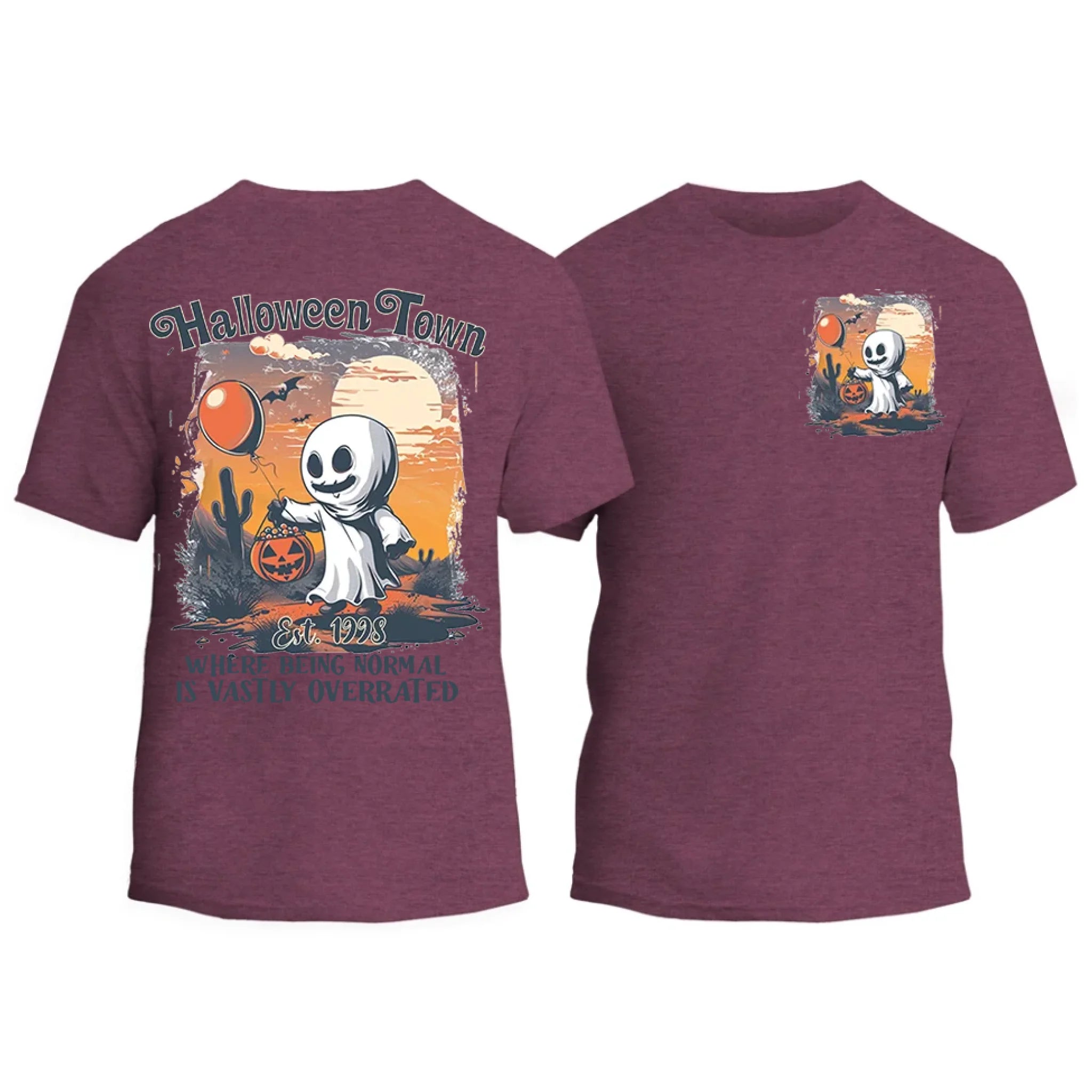Halloweentown Ghost Front and Back Crewneck T-shirt