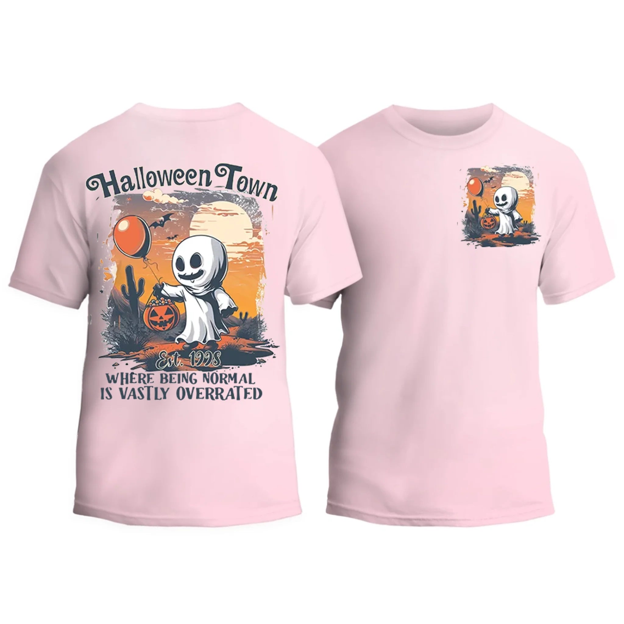 Halloweentown Ghost Front and Back Crewneck T-shirt