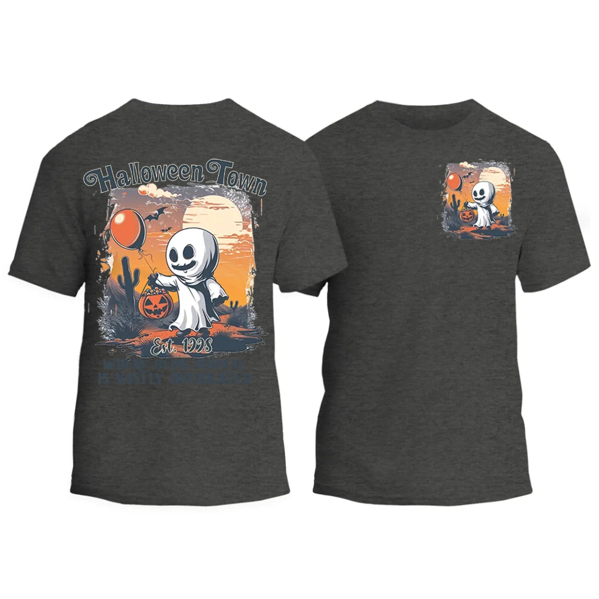 Halloweentown Ghost Front and Back Crewneck T-shirt