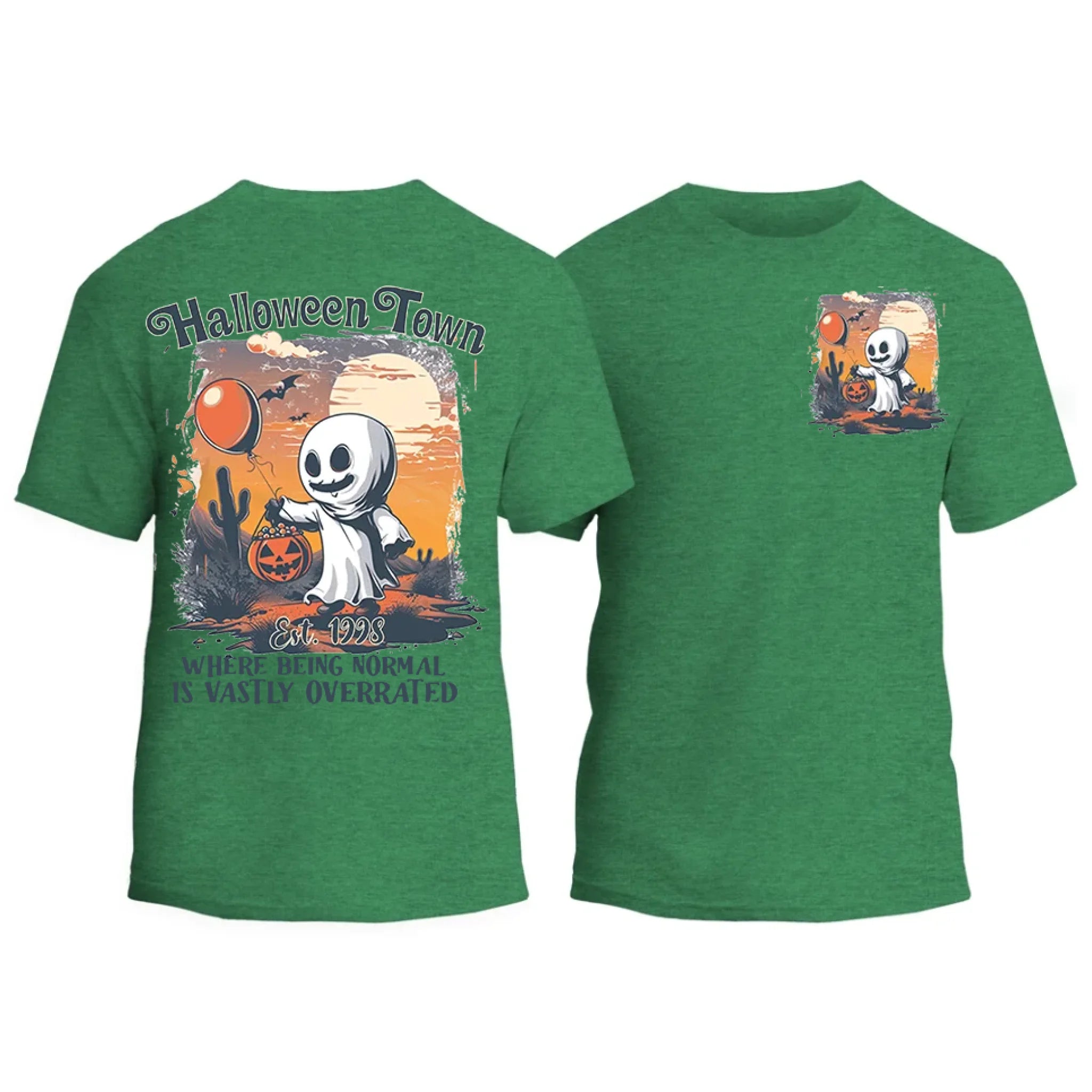 Halloweentown Ghost Front and Back Crewneck T-shirt