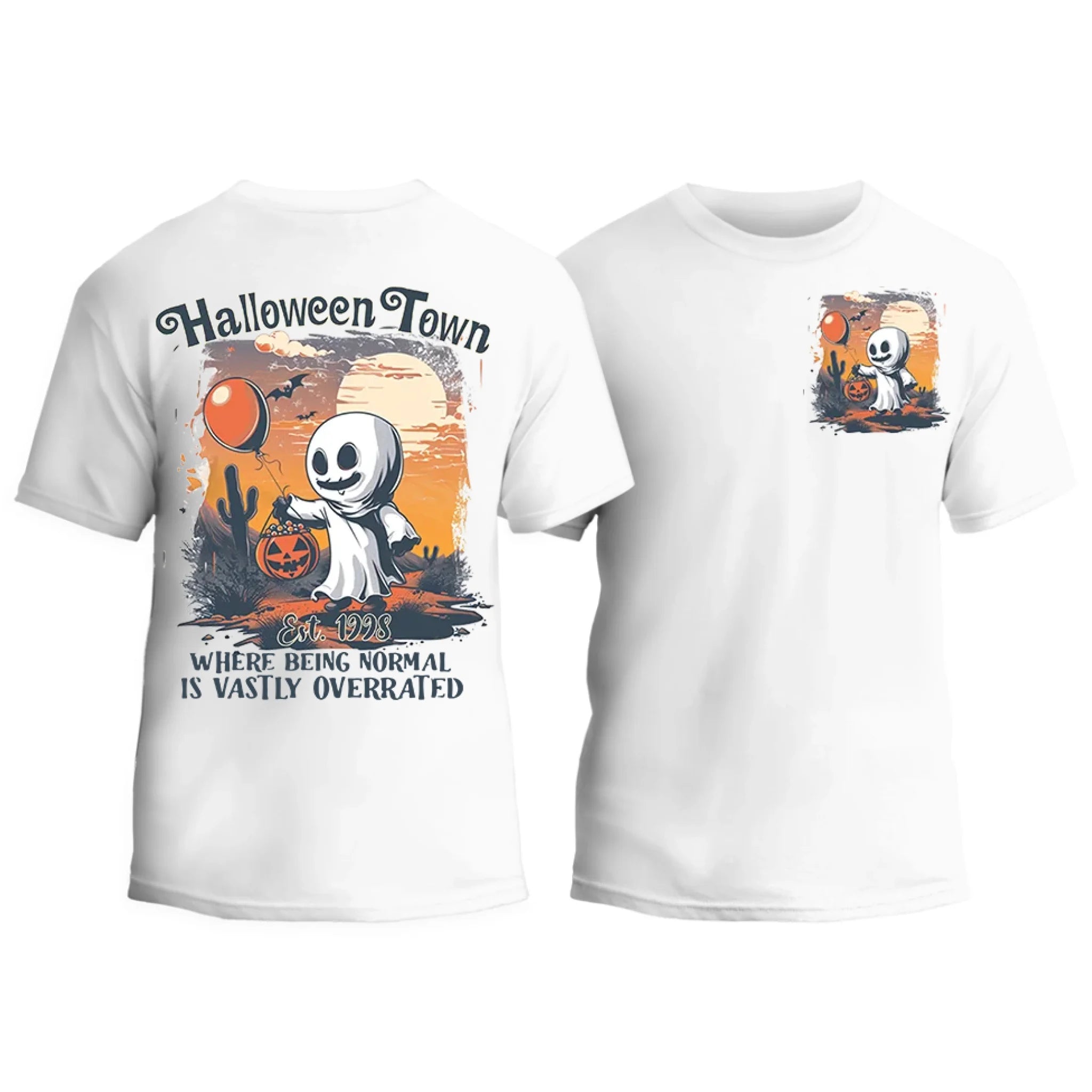 Halloweentown Ghost Front and Back Crewneck T-shirt