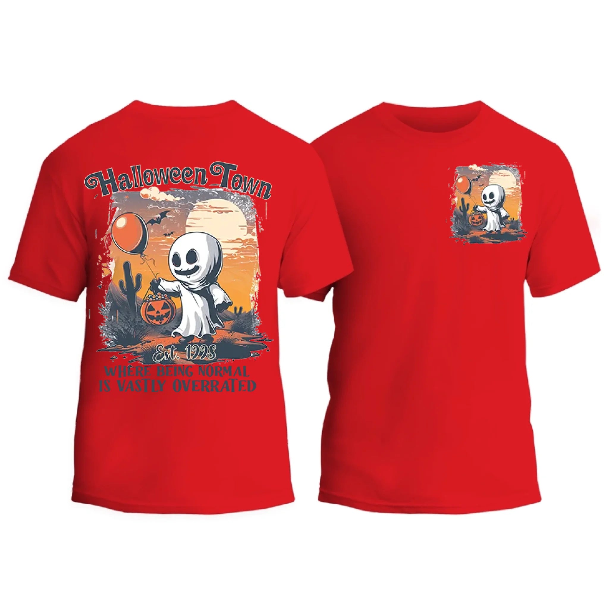 Halloweentown Ghost Front and Back Crewneck T-shirt