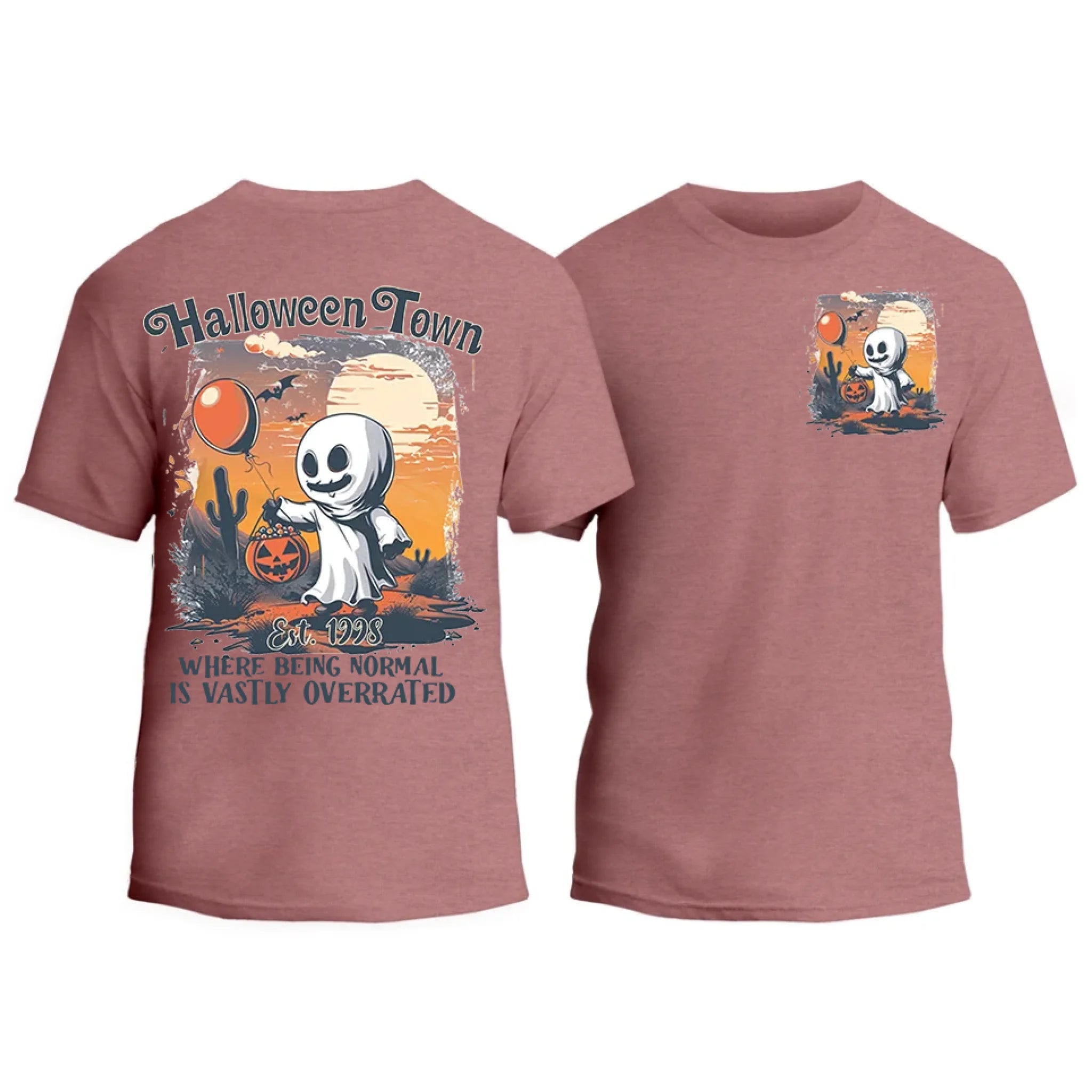 Halloweentown Ghost Front and Back Crewneck T-shirt