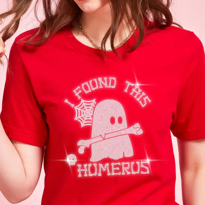 I Found This Humerus Rhinestone Halloween T-Shirt