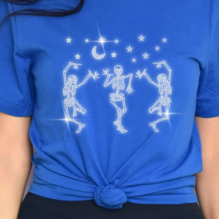 Dancing Skeletons Rhinestone Halloween T-Shirt