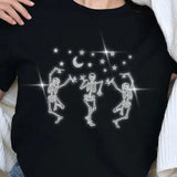 Dancing Skeletons Rhinestone Halloween T-Shirt