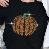 Paw Pumpkin Rhinestone Halloween T-Shirt