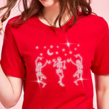 Dancing Skeletons Rhinestone Halloween T-Shirt