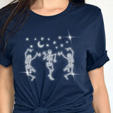 Dancing Skeletons Rhinestone Halloween T-Shirt