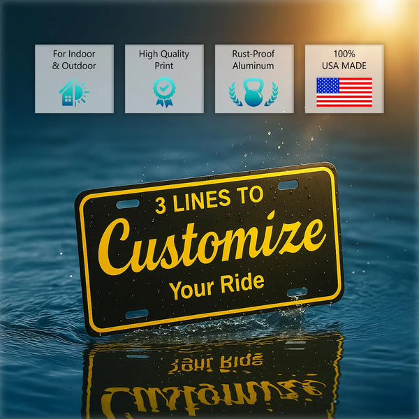 Custom Aluminum License Plate - Personalized Mini Plate (6x3 Inch)